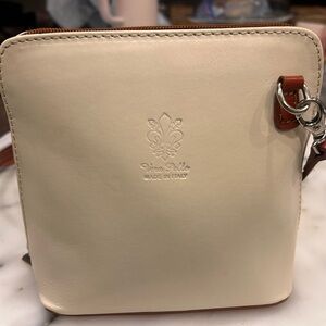 Vera Pelle Ivory Leather Crossbody Bag